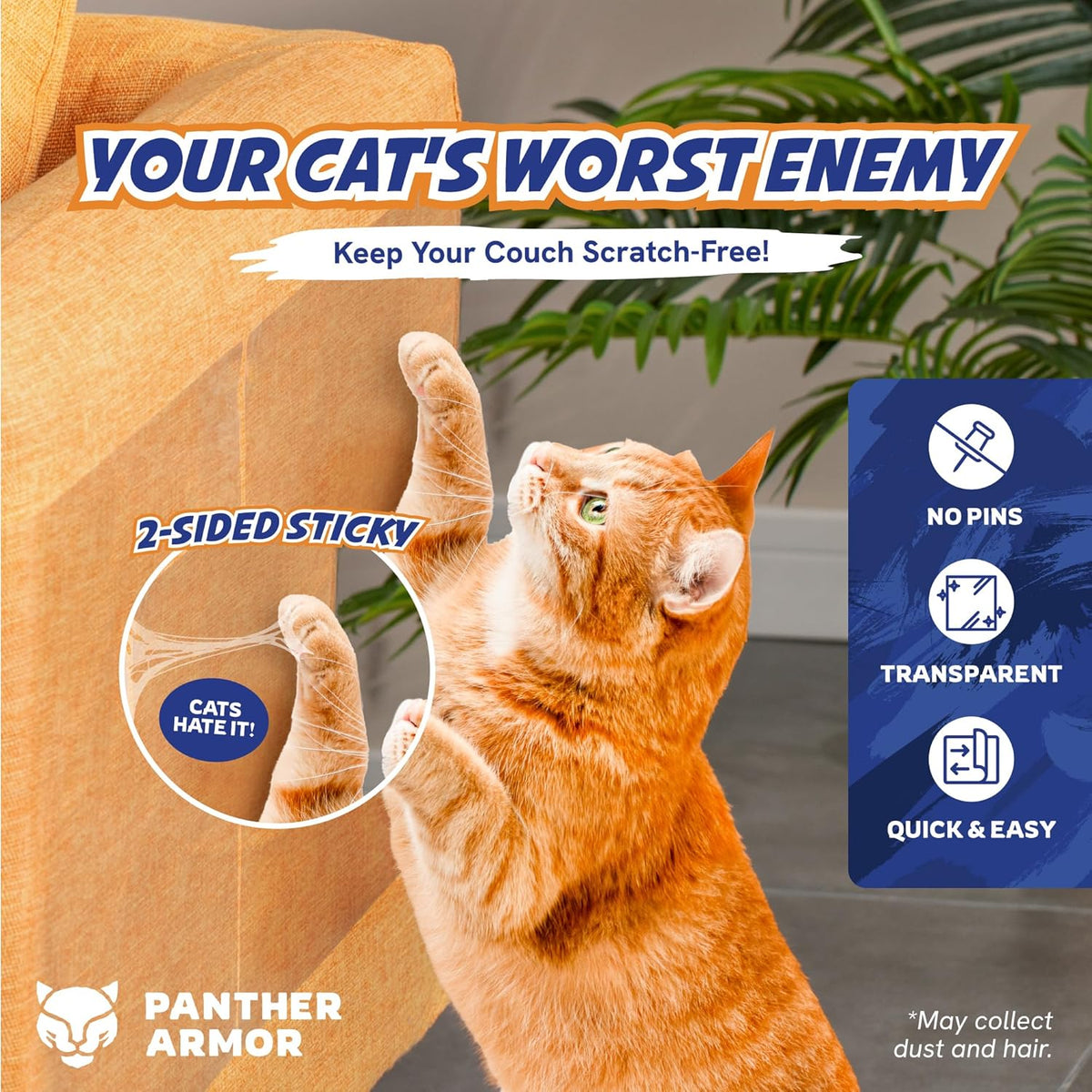 Panther Armor Cat Scratch Furniture Protector – Double Sided Anti Cats Scratching Sticky Tape – 10 Sheets Pet Supplies - Tophatter Daily Deals