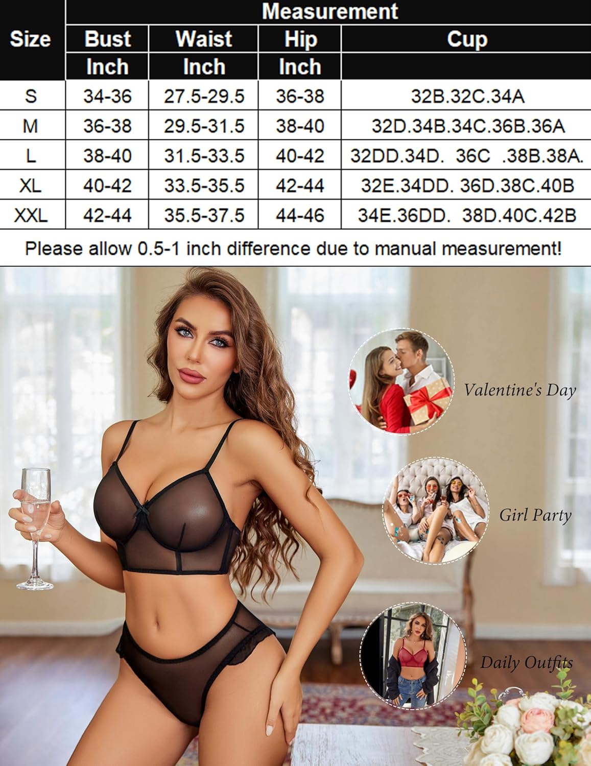 Mesh Bralette And Panty Sets Outfits Lingerie Sets-Bra Sets - Tophatter Daily Deals
