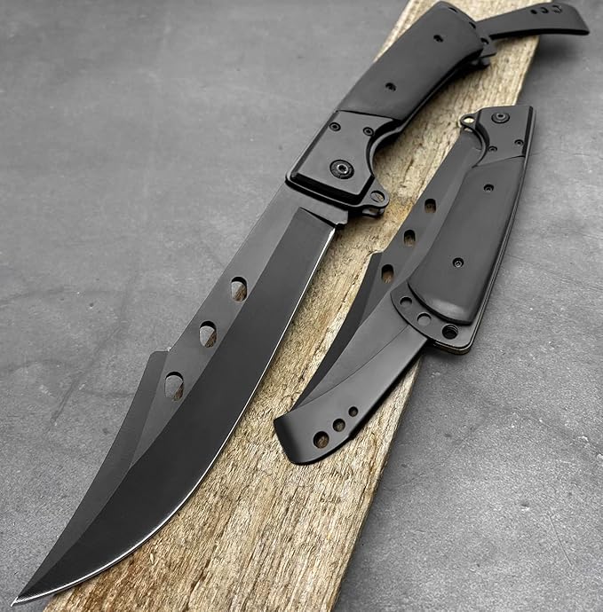 10.5" Large Folding Knife with Rosewood Handle-GS31 Black Pocket Knives - Tophatter Daily Deals