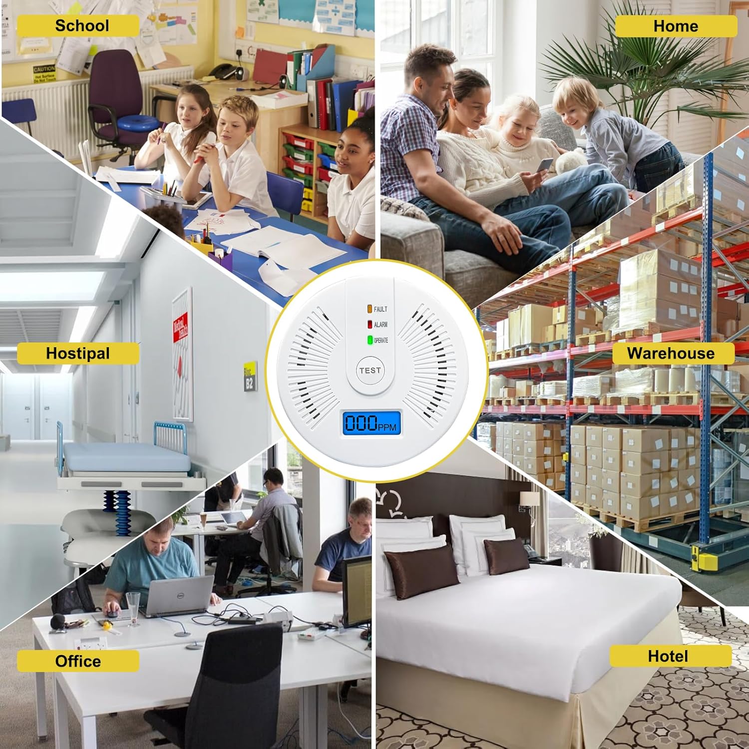 Portable Carbon Monoxide Detector – Battery-Operated CO Alarm Home Improvement - Tophatter Daily Deals