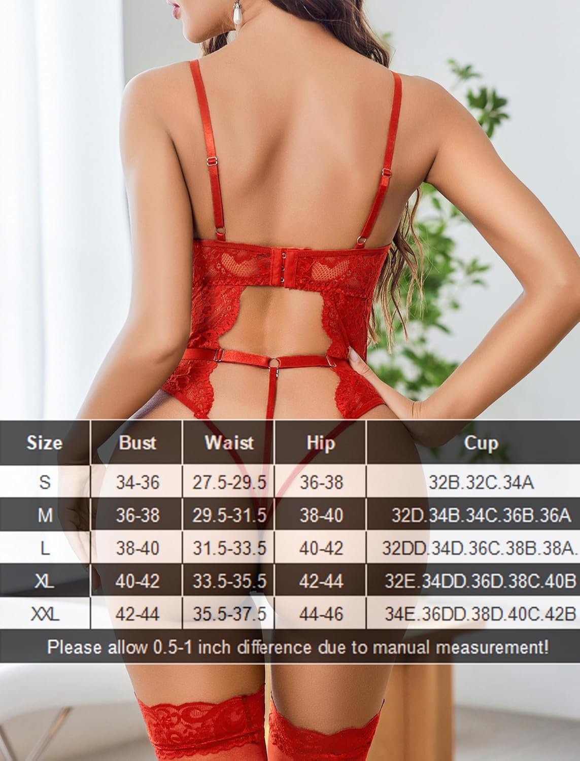 Lace Crotchless Bodysuit with Panty Garter Set Lingeries-Bodysuits - Tophatter Daily Deals