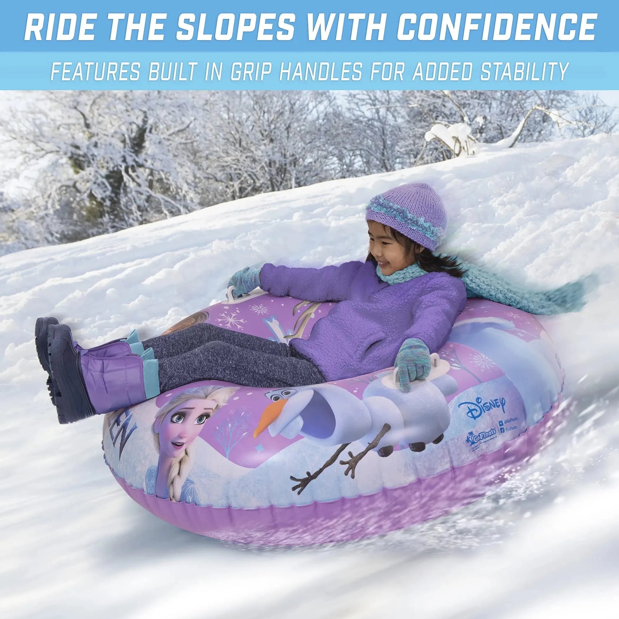 GoFloats Winter Snow Tube - Inflatable Sled for Kids and Adults (Choose from Unicorn, Disney's Frozen, Ice Dragon, Polar Bear, Penguin, Flamingo) - Tophatter Daily Deals