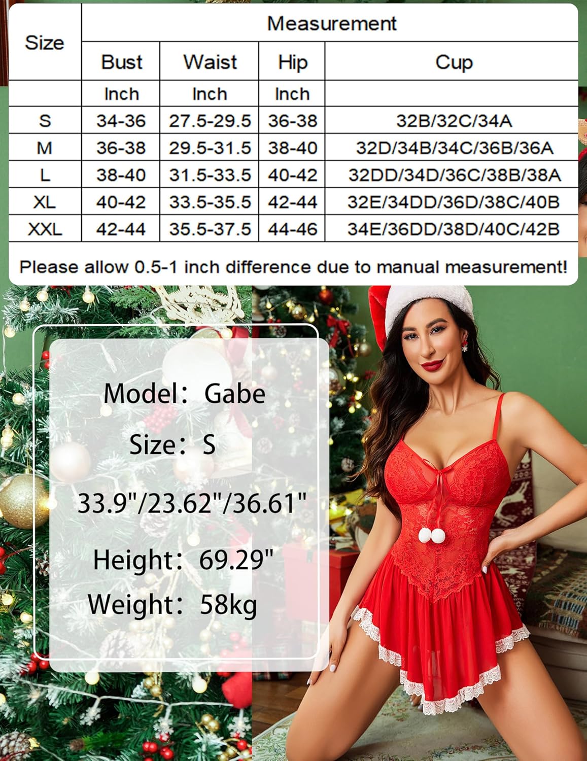 Christmas Lingerie Santa Babydoll Lingerie-Babydolls - Tophatter Daily Deals