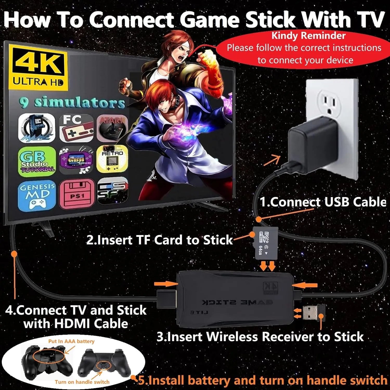 Wireless Retro gaming console, Plug & Play Video TV Game Stick with 4K HDMI Output,Built-in 9 Emulators, 20,000+ video games,with Dual 2.4G Wireless Controllers for TV Plug and Play(64G) Video Game Consoles - Tophatter Daily Deals