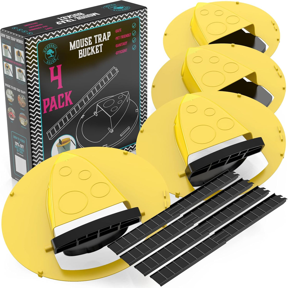 Mouse Trap Bucket Lid 4 Pack Reusable Weather Resistant - Tophatter Daily Deals