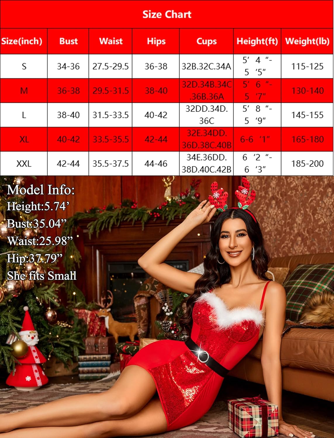 Christmas Lingerie Sequin Chemise with Belt Lingeries-Chemises - Tophatter Daily Deals