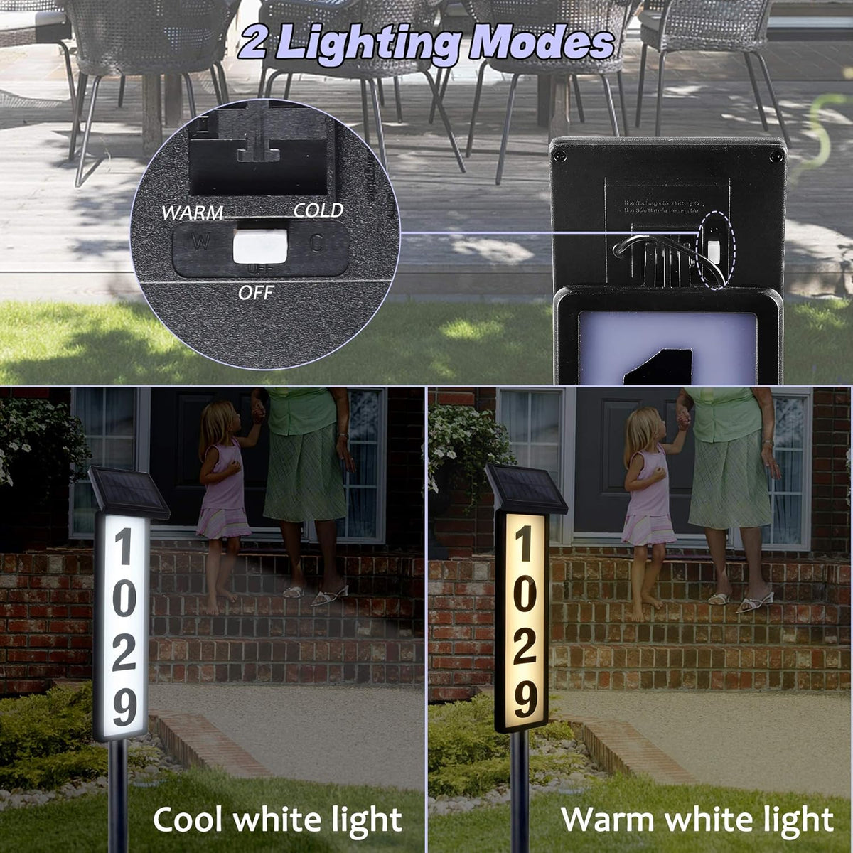 Solar Lighted House Address Sign – LED Illuminated Outdoor Plaque with Ground Stake for Yard, Garden & Home Outdoor Lighting - Tophatter Daily Deals