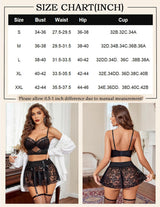 3Pcs Sets Bralette and Panty with Lace Skirt Lingerie Sets-Skirt Sets - Tophatter Daily Deals