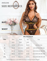 Deep V Teddy Lingerie Mesh Cut Out Bodysuit Lingeries-Bodysuits - Tophatter Daily Deals