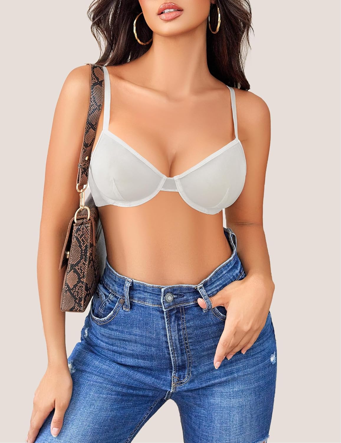Sheer Mesh Unlined Underwire Bra Lingerie Sets-Bras - Tophatter Daily Deals