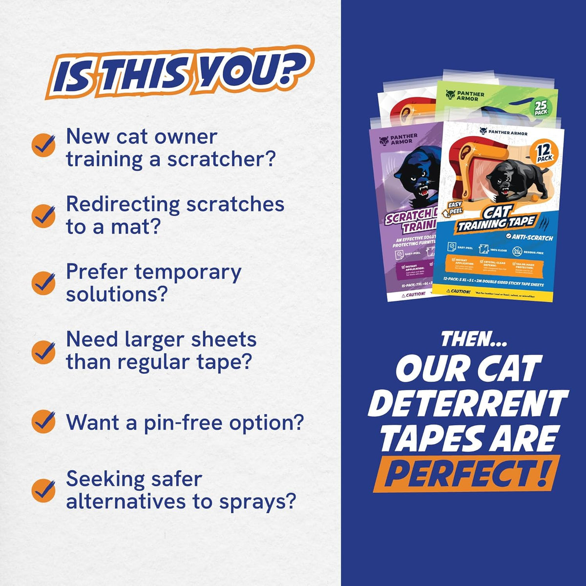 Panther Armor Cat Scratch Furniture Protector – Double Sided Anti Cats Scratching Sticky Tape – 10 Sheets Pet Supplies - Tophatter Daily Deals