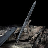 9.4in Tactical Fixed Blade Knife with Sheath, Tea Needle 440C Stainless Steel-GS89 Tactical Fixed Blade Knives - Tophatter Daily Deals