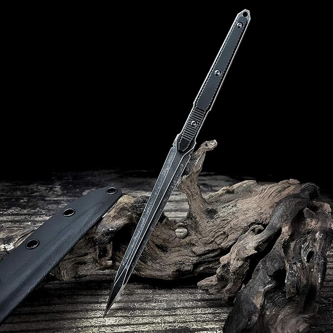 9.4in Tactical Fixed Blade Knife with Sheath, Tea Needle 440C Stainless Steel-GS89 Tactical Fixed Blade Knives - Tophatter Daily Deals