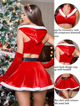 2 Piece Crop Top Mini Skirt Set With Hooded Lingerie Sets-Skirt Sets - Tophatter Daily Deals