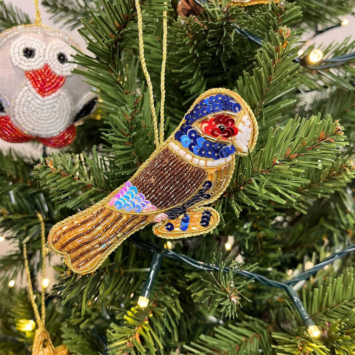 Christmas Tree Beaded Parrot Bauble | Christmas Tree Hanging Ornament - 10cm Baubles - Tophatter Daily Deals