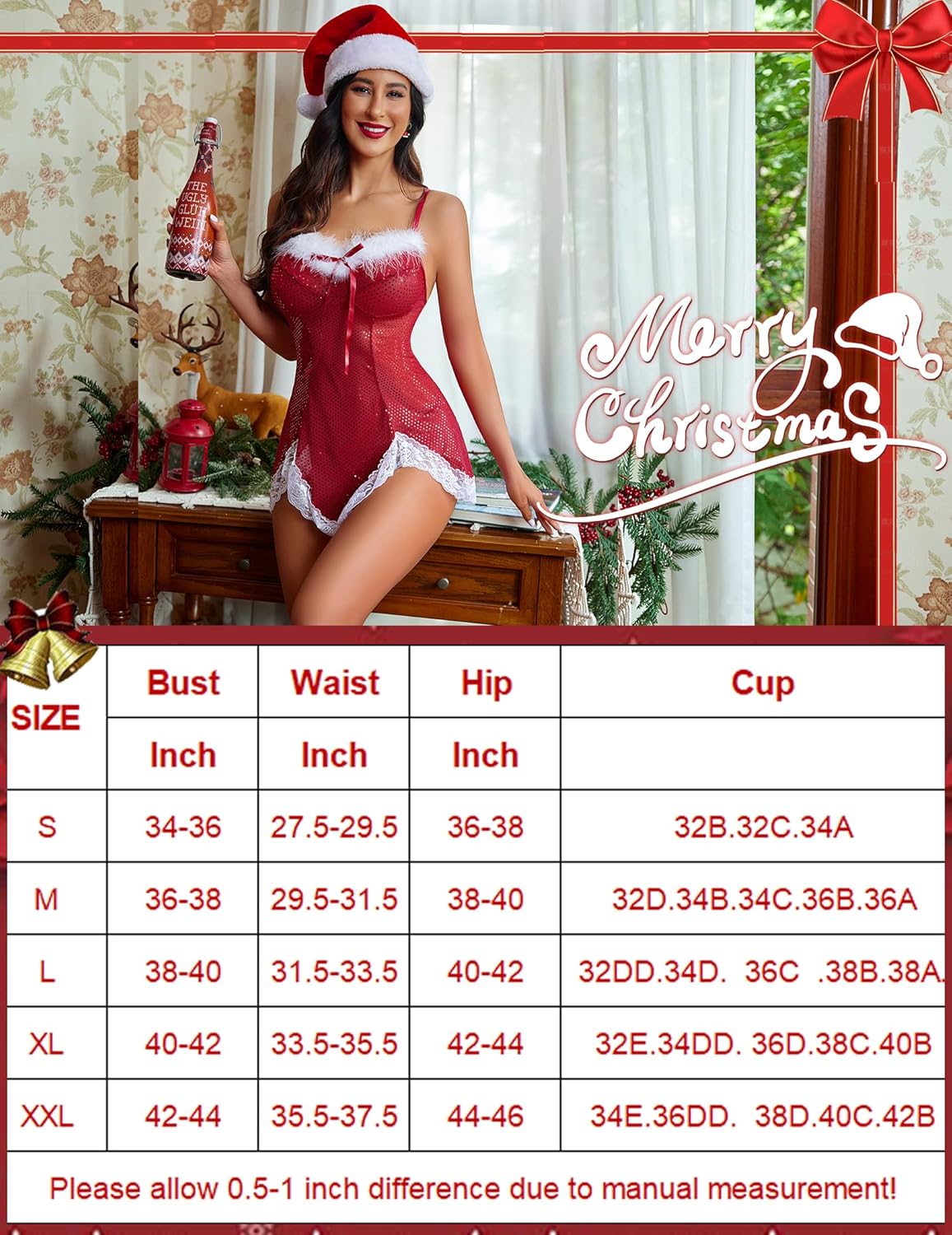 Christmas Lingerie Sequin Santa Dress Lingeries-Chemises - Tophatter Daily Deals