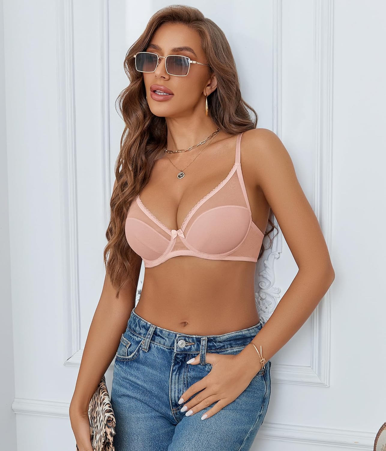 Mesh Underwire Bras Full Coverage Bra Lingerie Sets-Bras - Tophatter Daily Deals