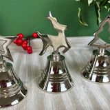 Mini Silver Nickel Christmas Bell | Small Hand Bell Dinner & Service Bell - 10cm Bell - Tophatter Daily Deals