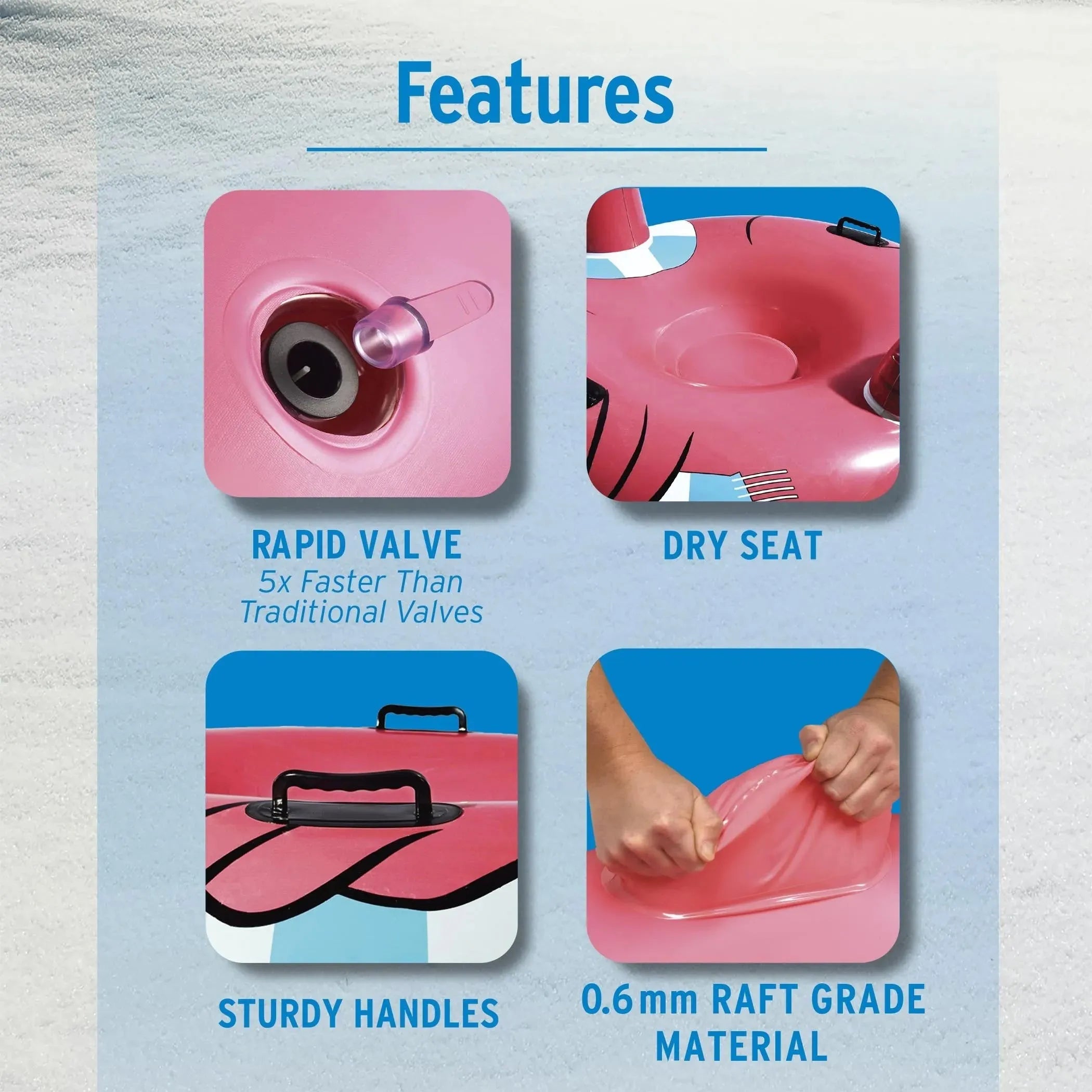 GoFloats Winter Snow Tube - Inflatable Sled for Kids and Adults (Choose from Unicorn, Disney's Frozen, Ice Dragon, Polar Bear, Penguin, Flamingo) - Tophatter Daily Deals