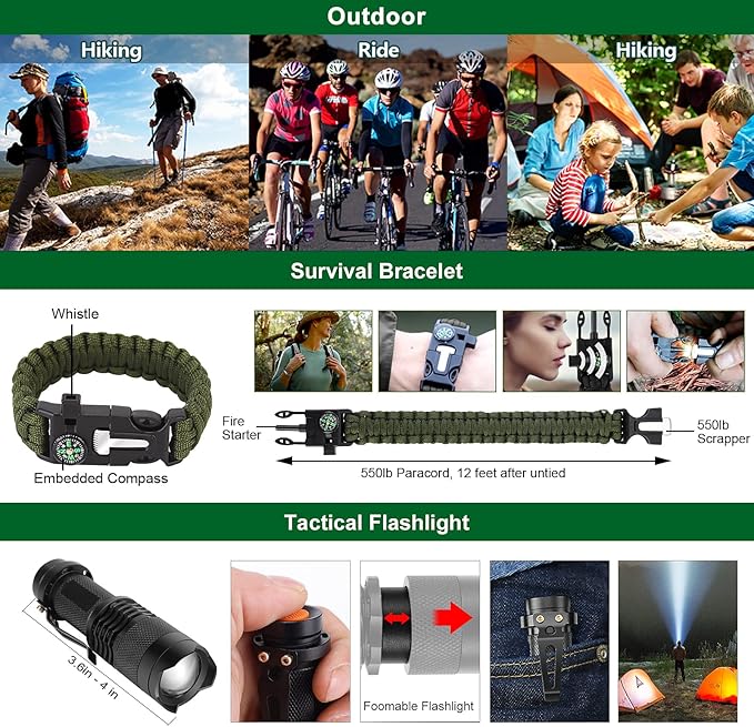 Survival Kit 28 in 1, Survival Gear Tool Emergency Tactical Equipment - Tophatter Daily Deals