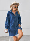 Button Up Pocketed Raw Hem Denim Dress Casual Dresses - Tophatter Daily Deals