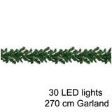 270cm Christmas LED Garland Artificial Wreath Garland | Festive Light Up Garland Warm White 30 LED Lights | Xmas Fairy Light Garland Festoon Garland - Tophatter Daily Deals