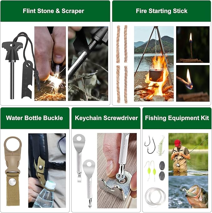 Survival Kit 28 in 1, Survival Gear Tool Emergency Tactical Equipment - Tophatter Daily Deals