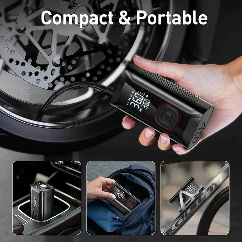 Tire Inflator Portable Air Compressor – Cordless 150PSI Pump with 10000mAh Battery for Car, Bike, Motorcycle, and Ball Automotive - Tophatter Daily Deals
