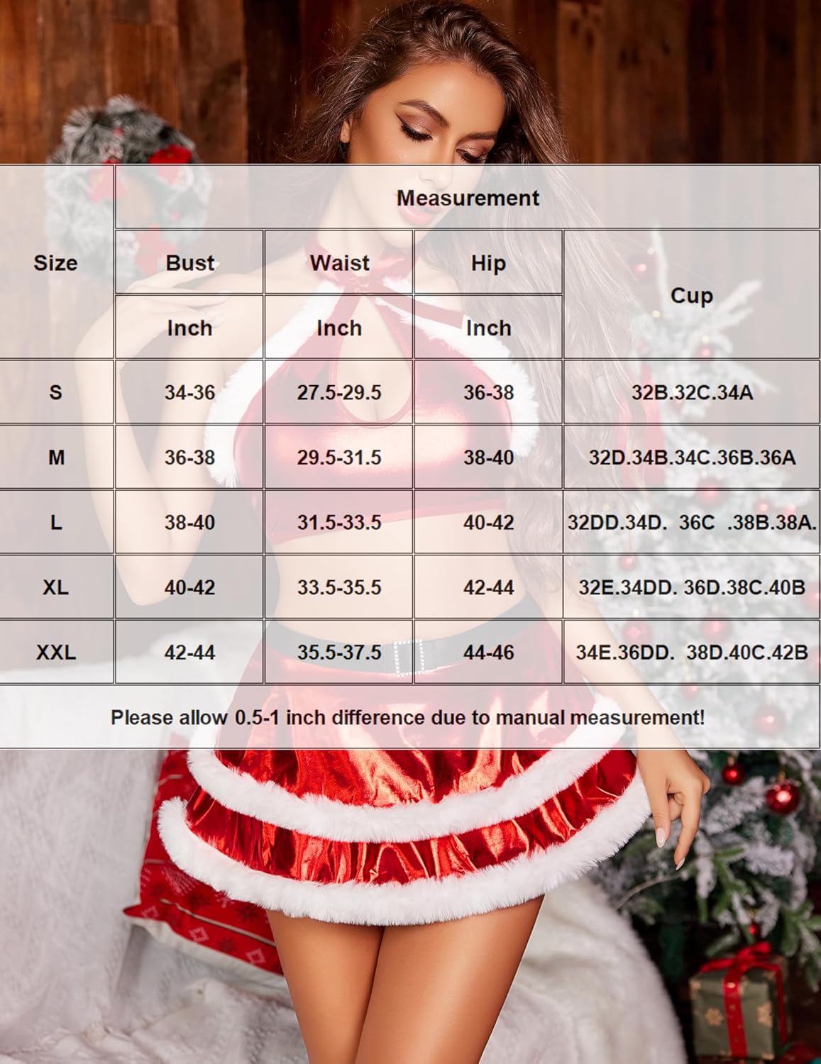 Christmas Outfits Leather Lingerie with Belt Lingerie Sets-Skirt Sets - Tophatter Daily Deals