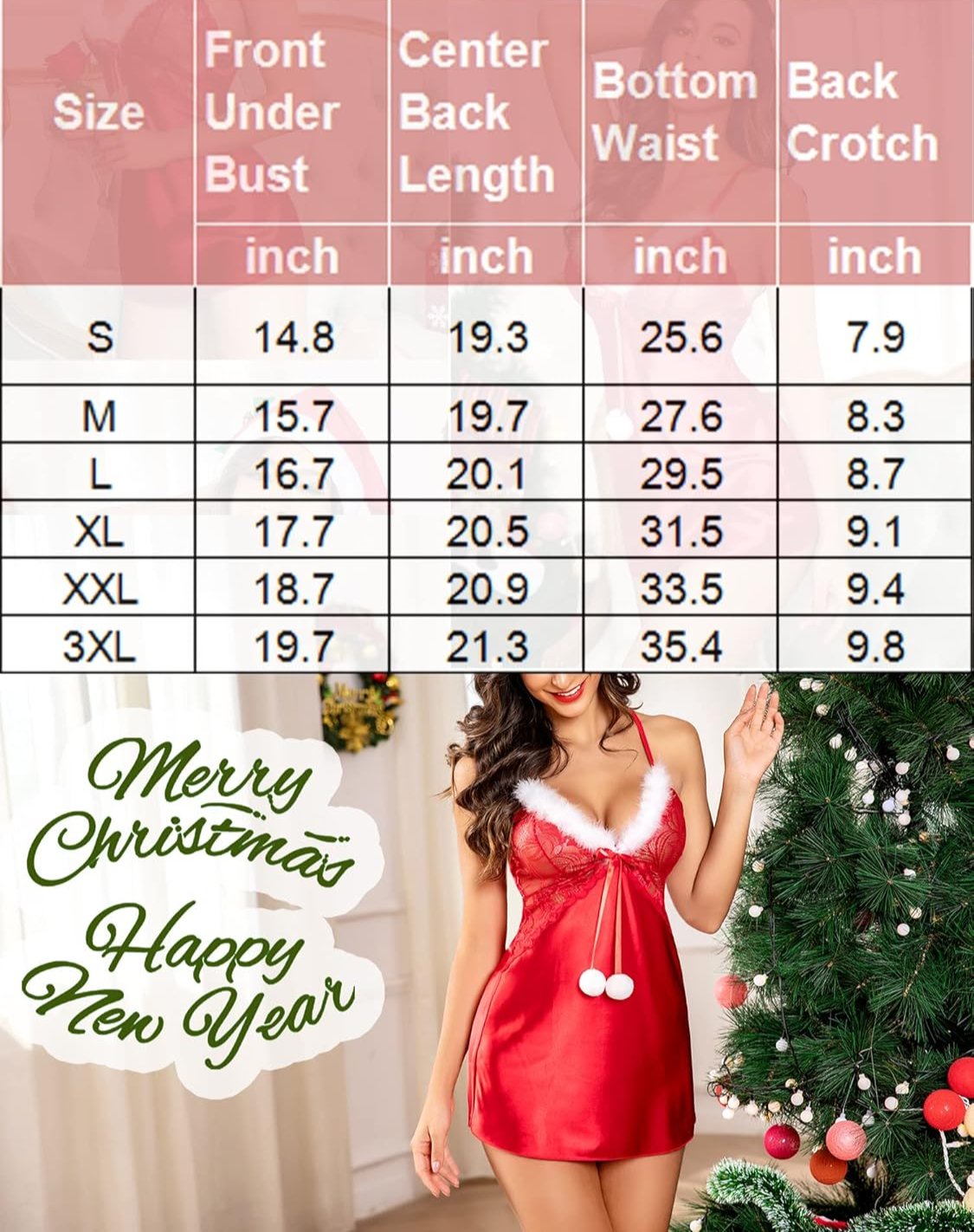 Christmas Satin Lingerie Santa Chemise Sleepwears-dresses - Tophatter Daily Deals