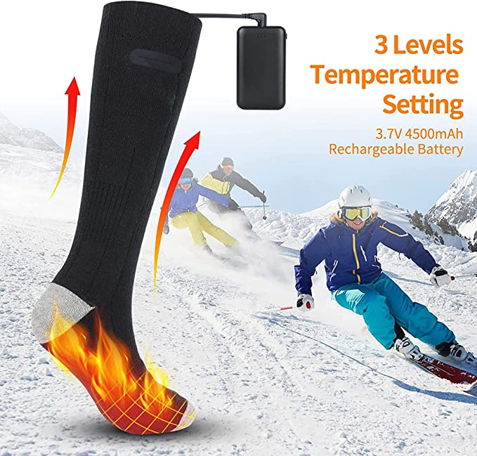 Heated Socks Rechargeable One Size Winter 8 Hour Warmth - Tophatter Daily Deals