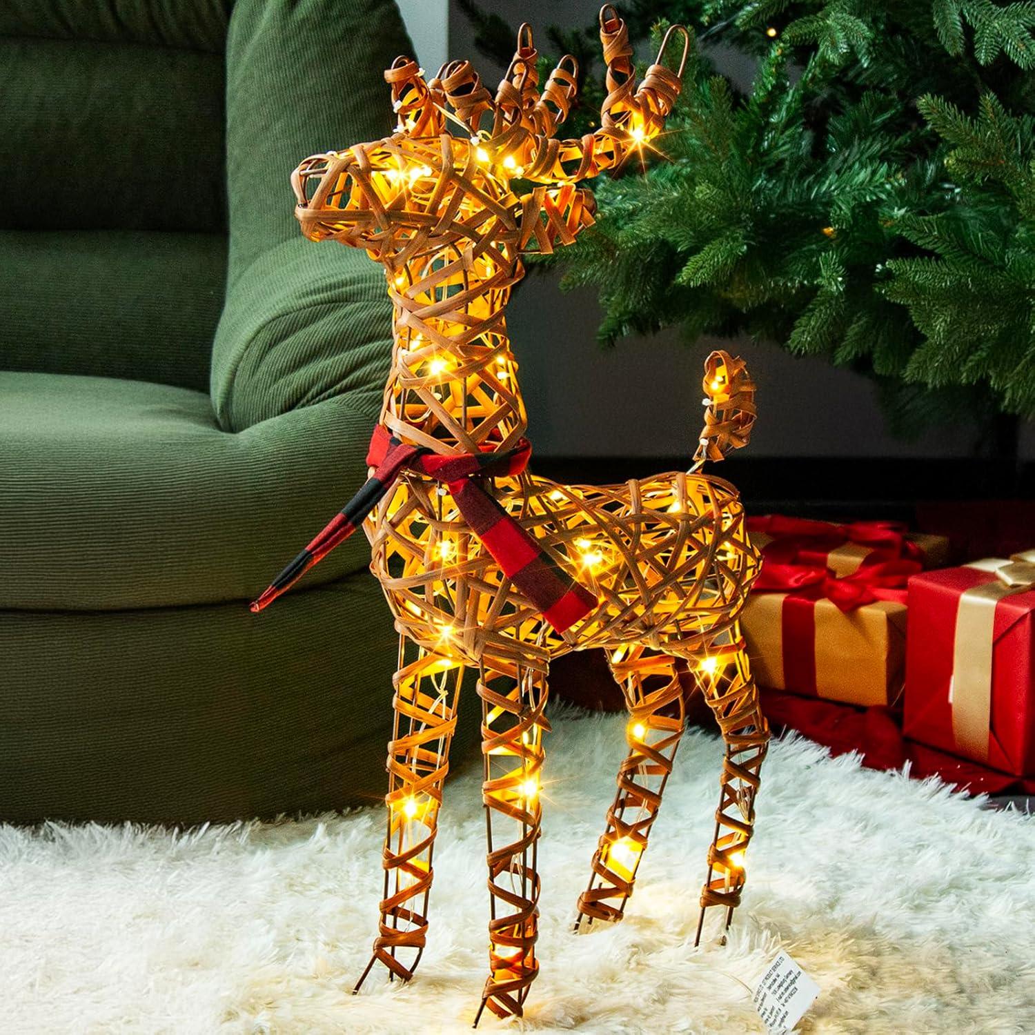 Light Up Reindeer - Large 1.2m-2m Christmas Light Up Deer Deocration LED Twinkling Reindeer For Home and Garden Warm White 2 FT Christmas - Tophatter Daily Deals