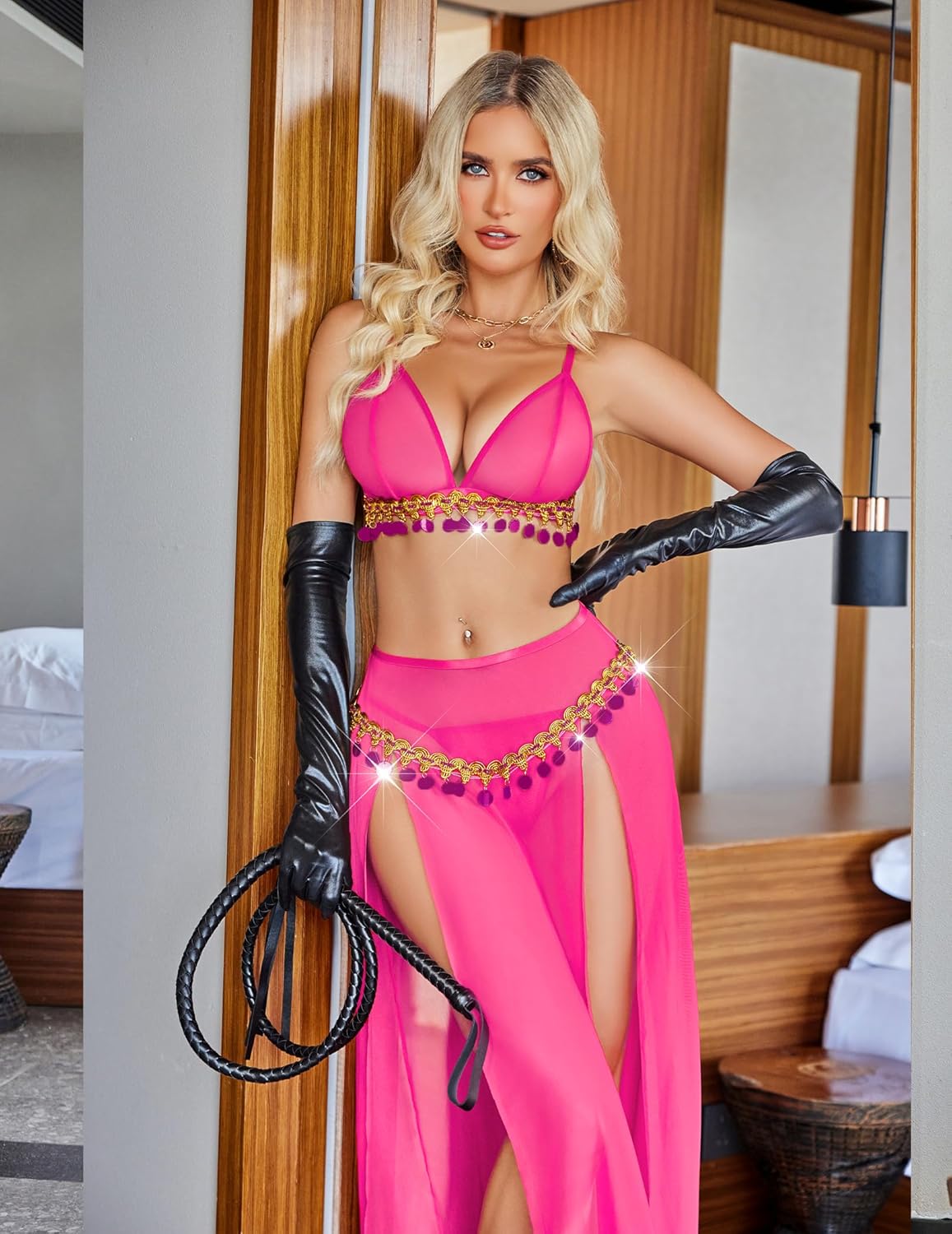 Mesh Sheer Bra Top Split Maxi Skirt Set Lingerie Sets-Skirt Sets - Tophatter Daily Deals