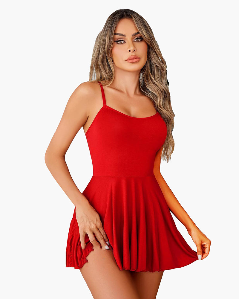 Strap Nightgown Chemise Dress Red Lingeries-Chemises - Tophatter Daily Deals
