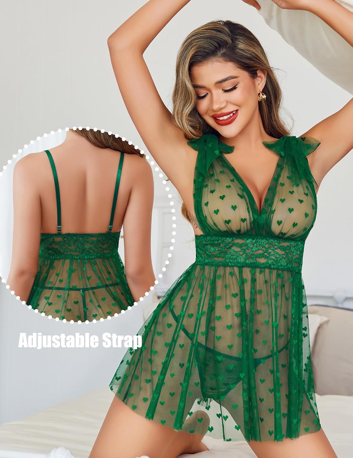 Sheer Mesh Lace Babydoll V Neck Nighty Lingerie-Babydolls - Tophatter Daily Deals
