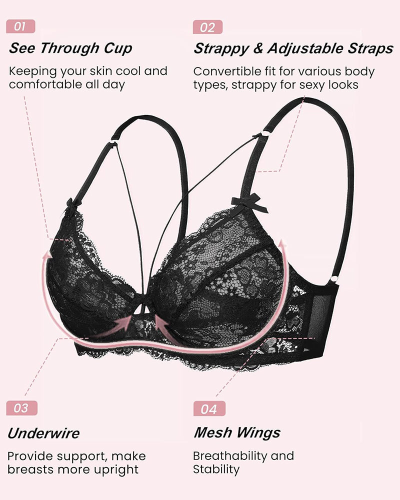 Lace Unlined Strappy Bras Lingerie Sets-Bras - Tophatter Daily Deals