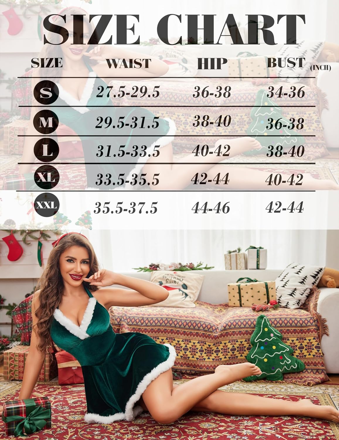 Christmas Lingerie Santa Babydoll Dress Sleepwears-dresses - Tophatter Daily Deals