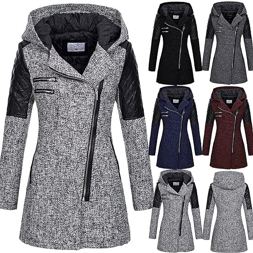 Warm Women's Winter Coat - Asymmetric Zip, Cotton Blend - Tophatter Daily Deals