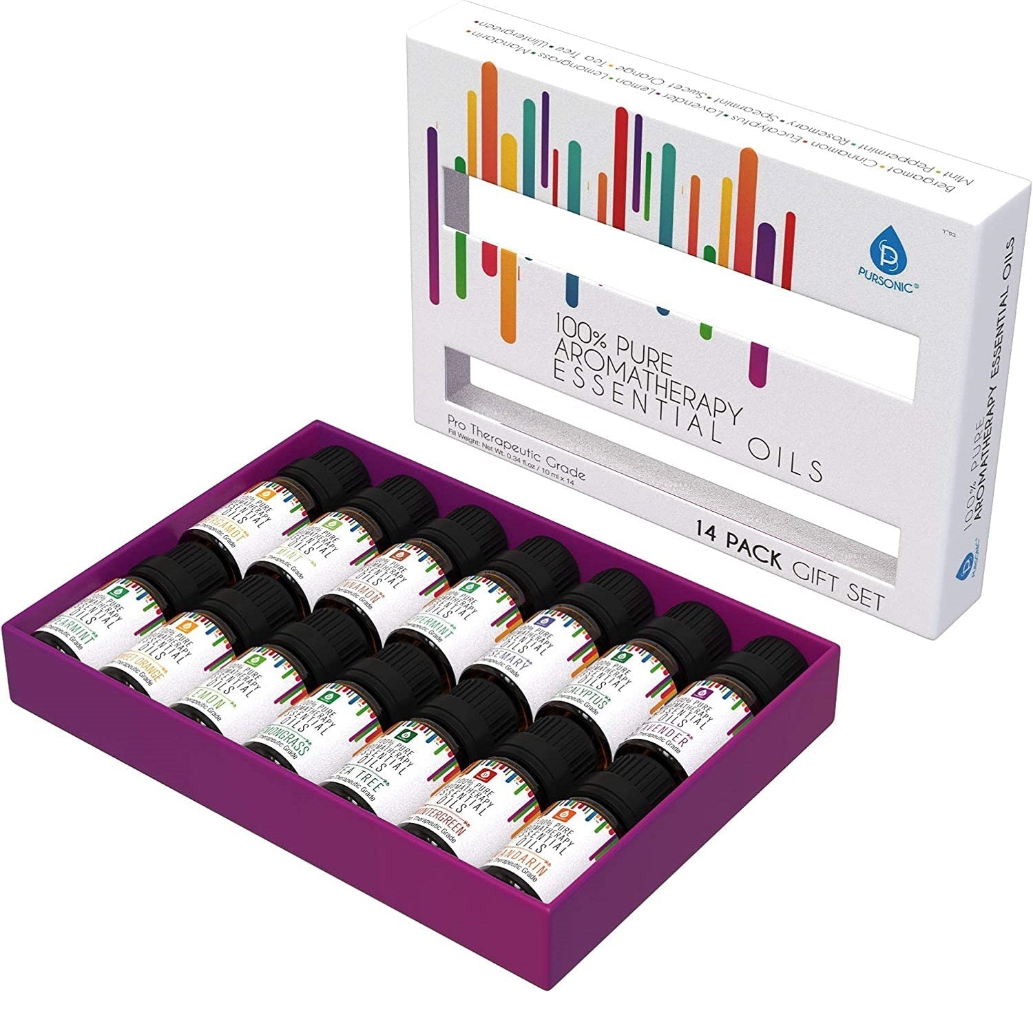 Pursonic 14 Pack of 100% Pure Essential Aromatherapy Oils Essential Oils - Tophatter Daily Deals