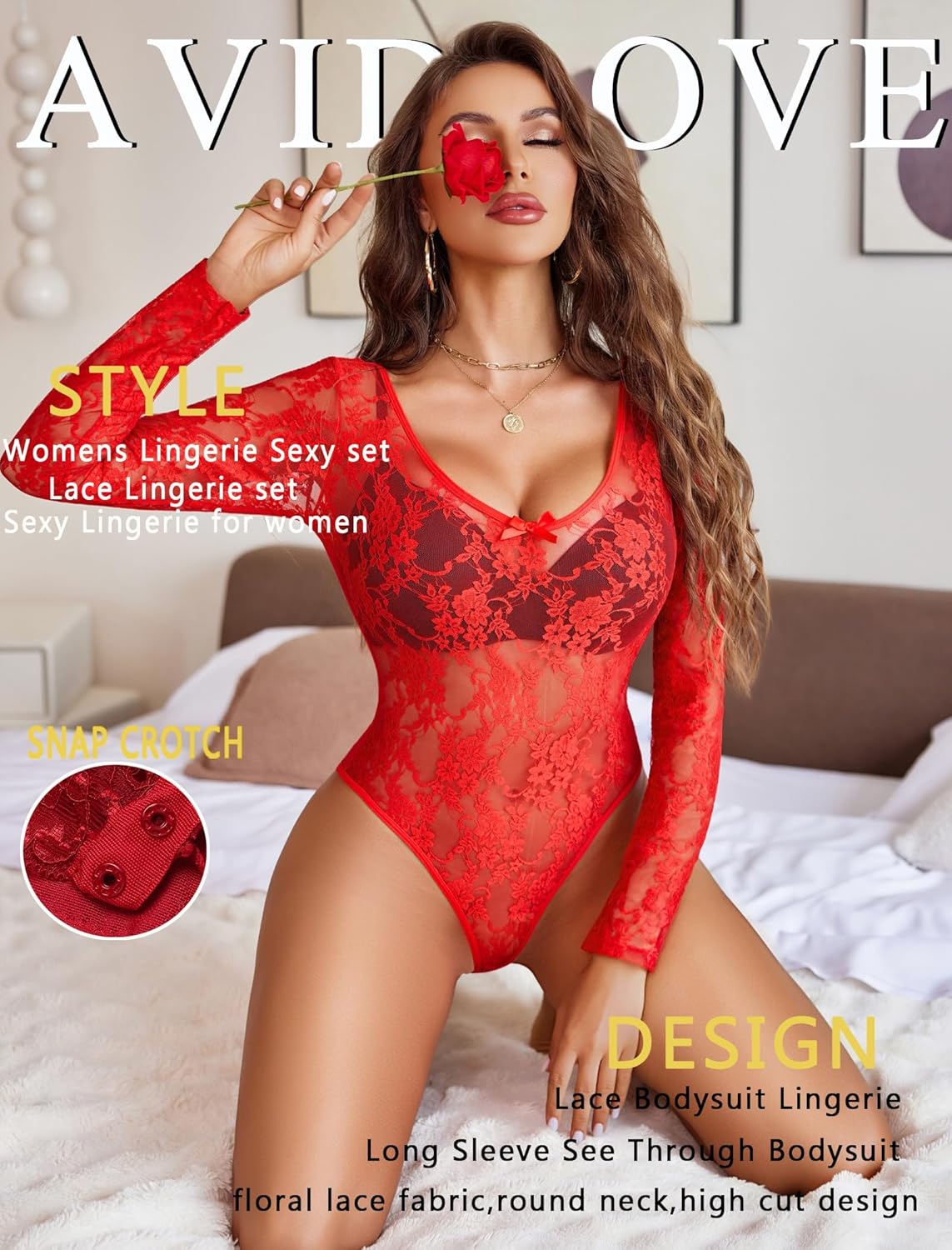 Long Sleeve Sheer Mesh Bodysuit Lingeries-Bodysuits - Tophatter Daily Deals