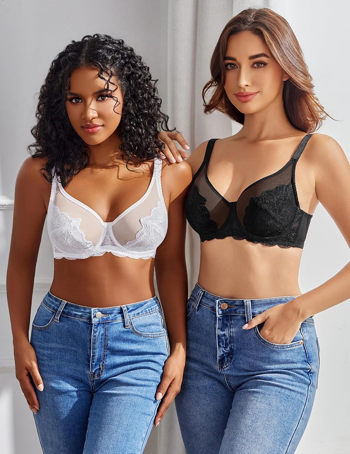 Lace Minimizer Bra Full Coverage Mesh Bra Lingerie Sets-Bras - Tophatter Daily Deals