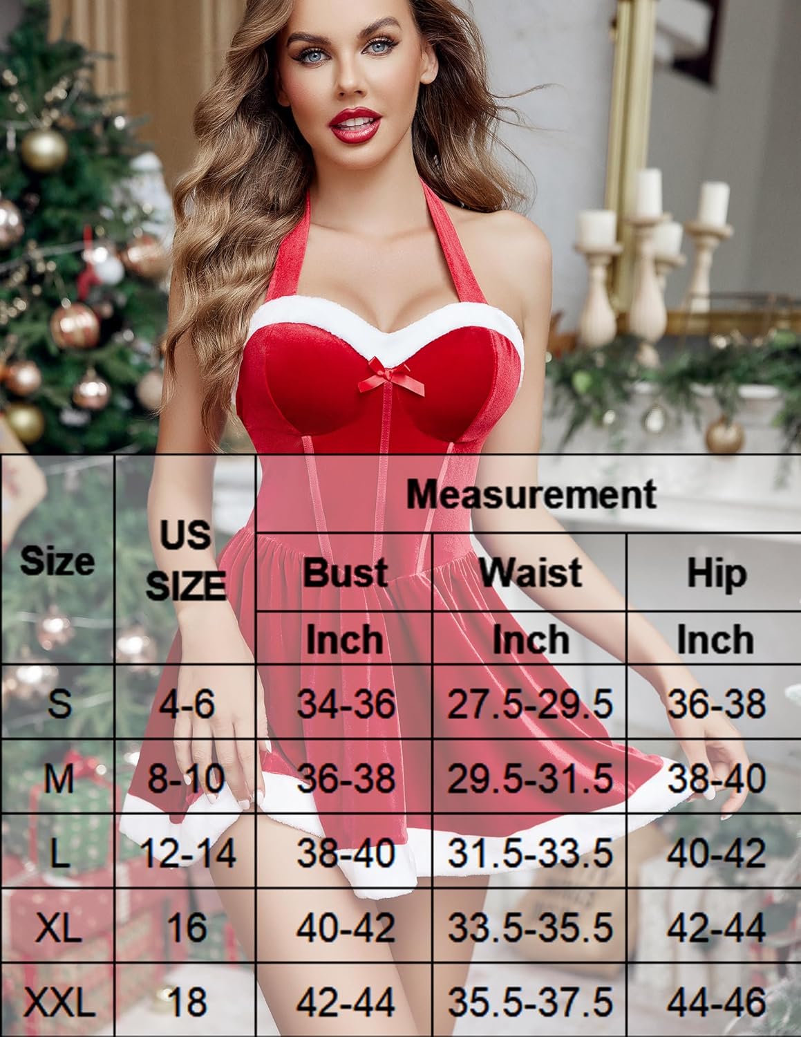 Christmas Dress Halter Corset Mini Dress Sleepwears-dresses - Tophatter Daily Deals