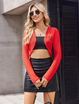 Sheer Shrugs Long Sleeve Cropped Cardigan Red Lingeries-Crop tops - Tophatter Daily Deals