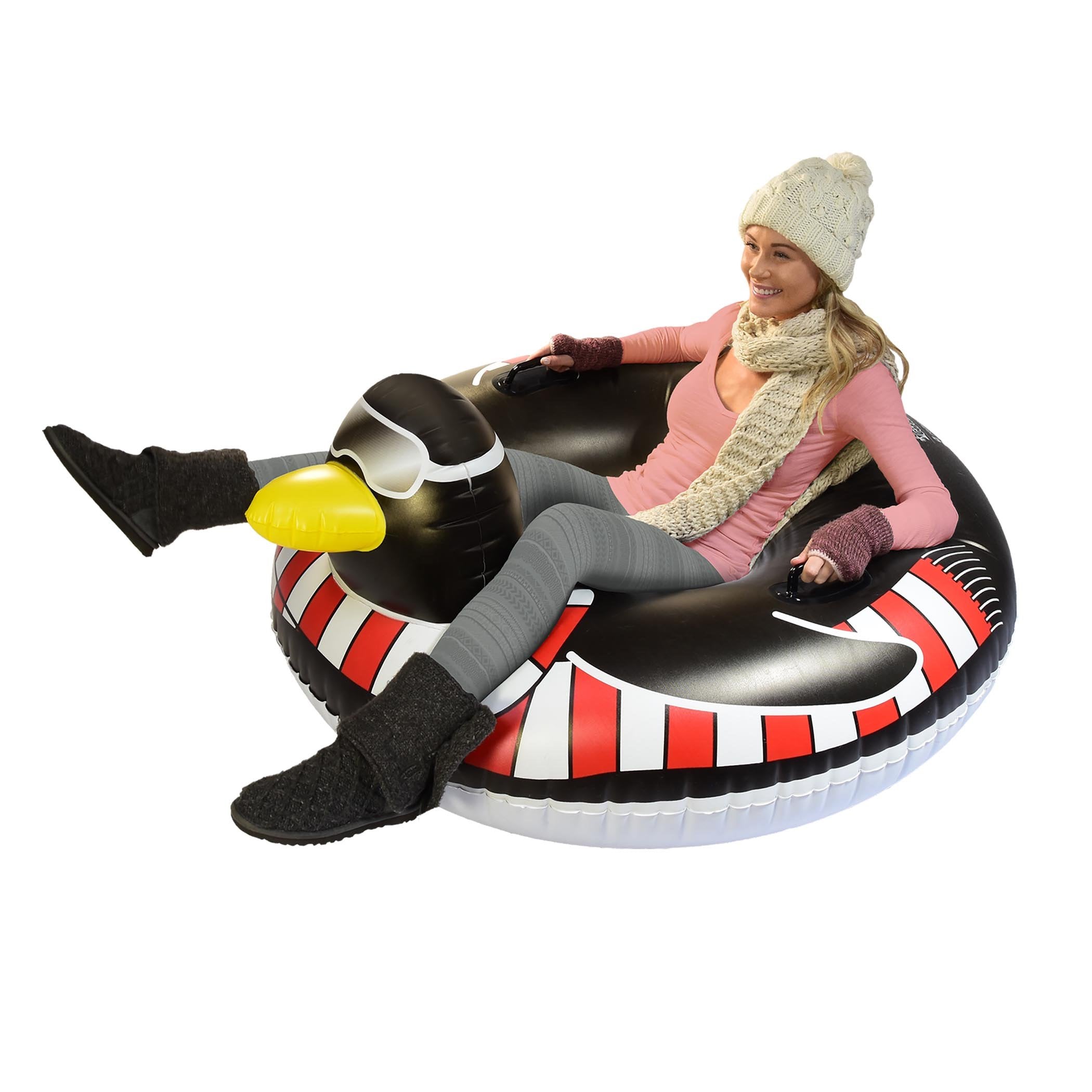 GoFloats Winter Snow Tube - Inflatable Sled for Kids and Adults (Choose from Unicorn, Disney's Frozen, Ice Dragon, Polar Bear, Penguin, Flamingo) Penguin - Tophatter Daily Deals