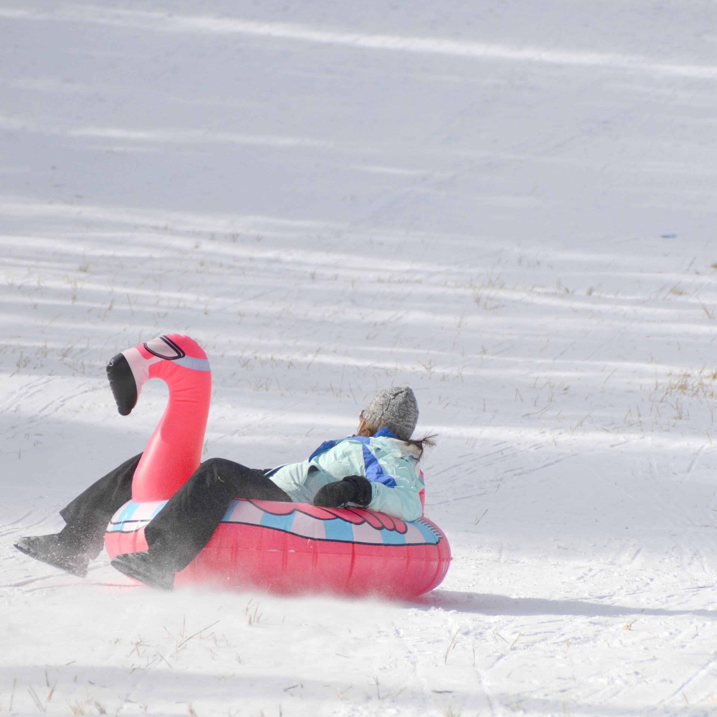 GoFloats Winter Snow Tube - Inflatable Sled for Kids and Adults (Choose from Unicorn, Disney's Frozen, Ice Dragon, Polar Bear, Penguin, Flamingo) - Tophatter Daily Deals