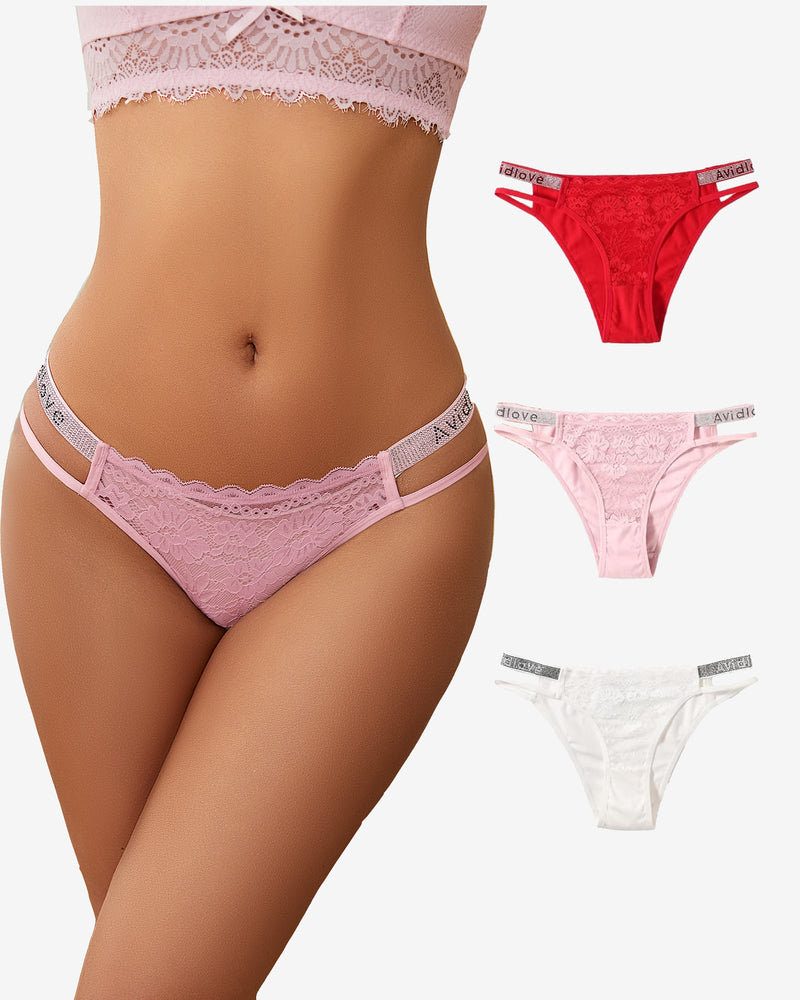 Cotton Panties Floral Lace Hipster 3 Pcs-3 Lingeries-panties - Tophatter Daily Deals
