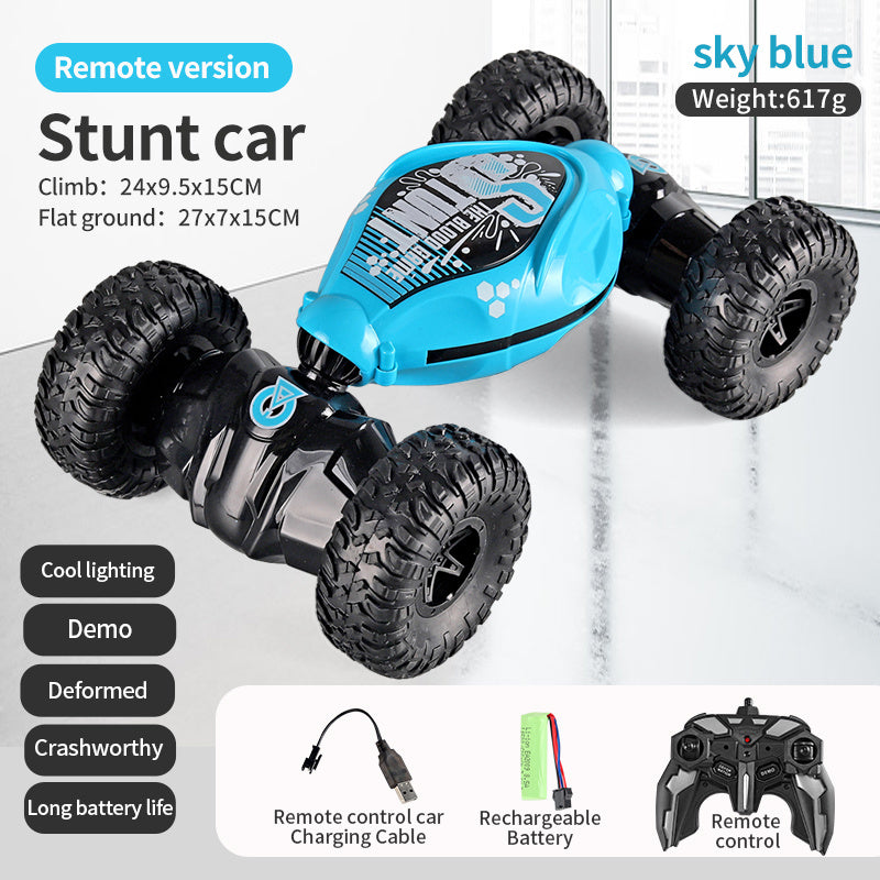 4WD RC Off Road Stunt Wheels Drift Car With Music Led Lights 2.4G Gesture Remote Control Spray 360 Rotating Climbing Car Toys 4 - Tophatter Daily Deals