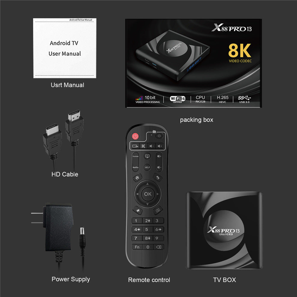 BOX TV BOX WiFi6 Bluetooth 8K X88 PRO 13 64GB 0 - Tophatter Daily Deals