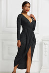 High-low Ruched Surplice Long Sleeve Dress Cocktail Dresses - Tophatter Daily Deals