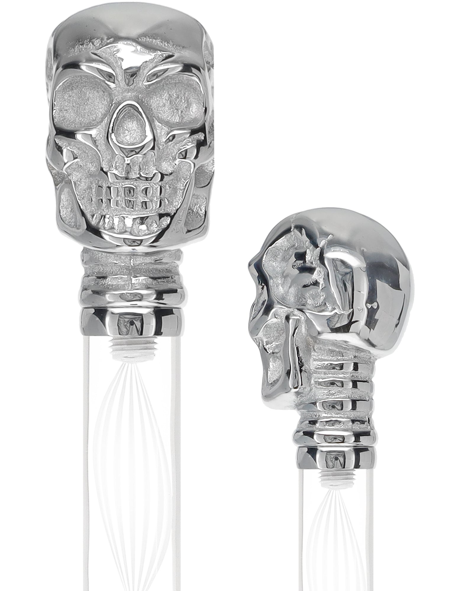 Crystal Elegance Chrome Skull Cane with Invisible Acrylic Shaft Options Alabaster Helix Clear Lucite Walking Canes - Tophatter Daily Deals